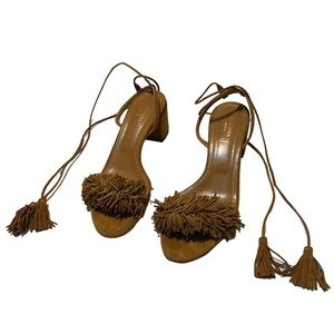 Aquazzura Firenze Brown Suede Block heel
